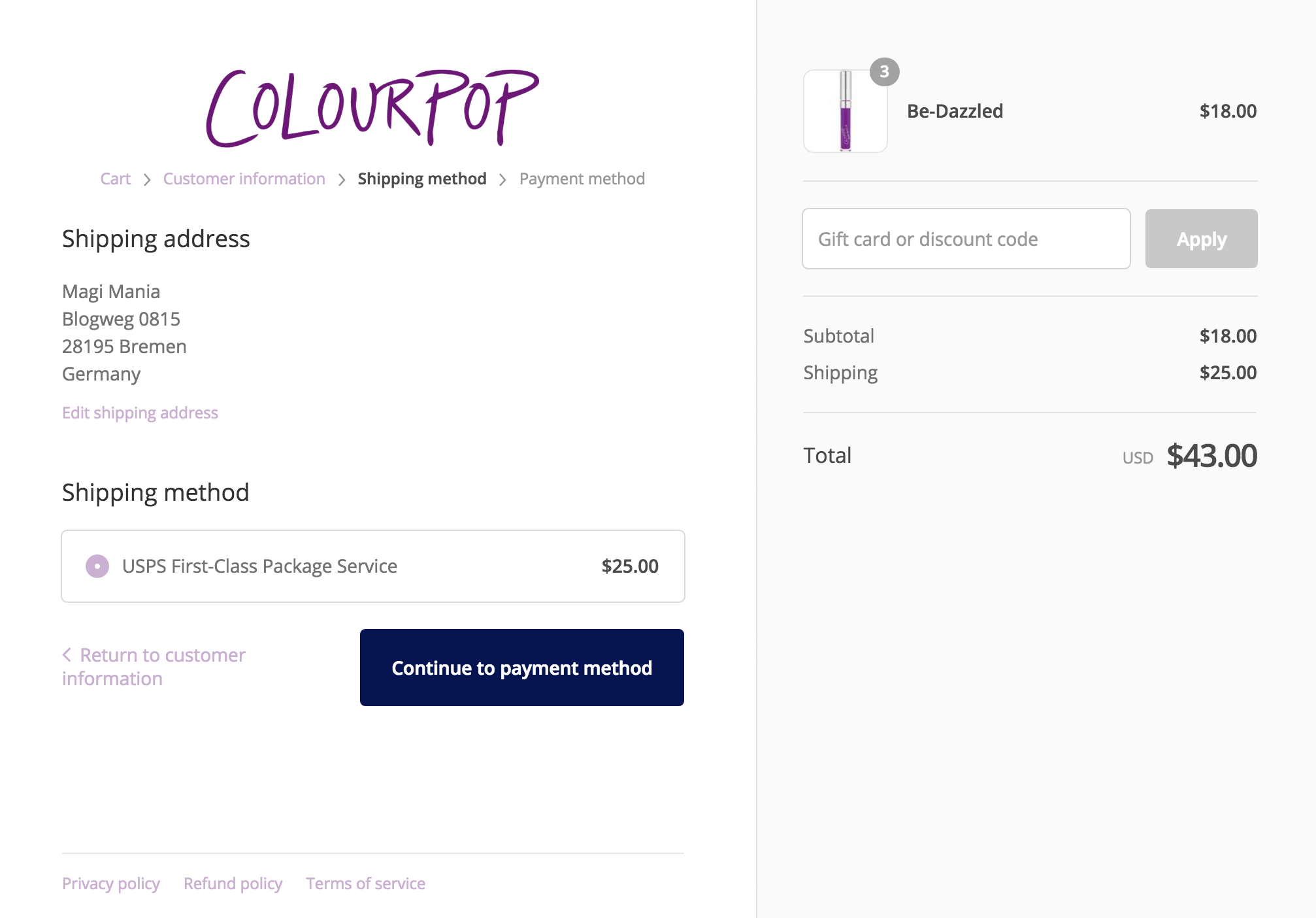 3 x COLOURPOP Ultra Lips: $25