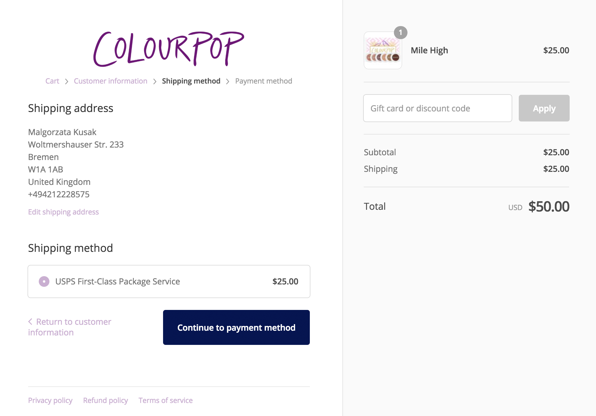 1 x COLOURPOP Eyeshadow Box: $25