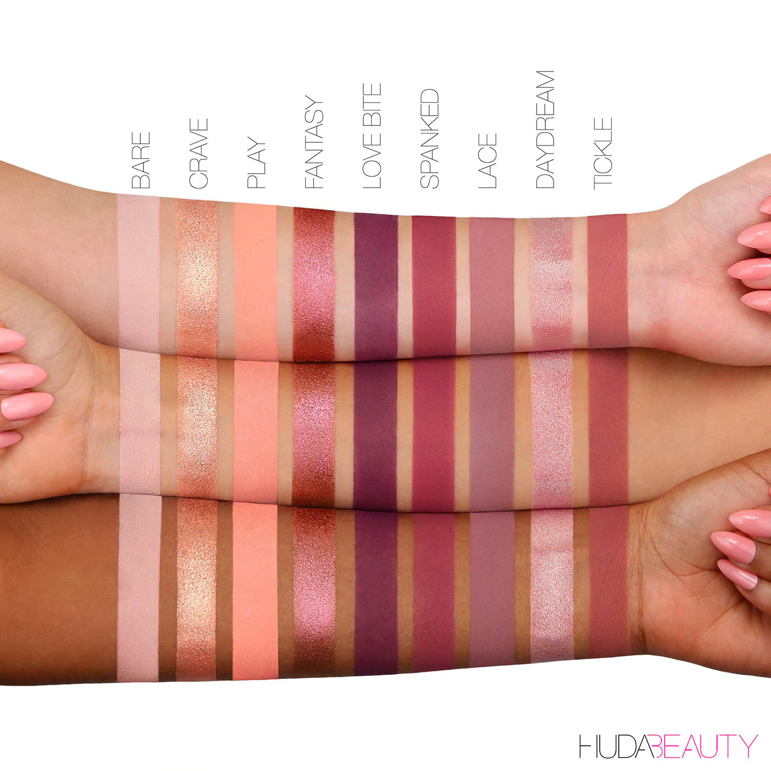 HUDA BEAUTY The New Nude Eye Shadow Palette Swatches Nudes