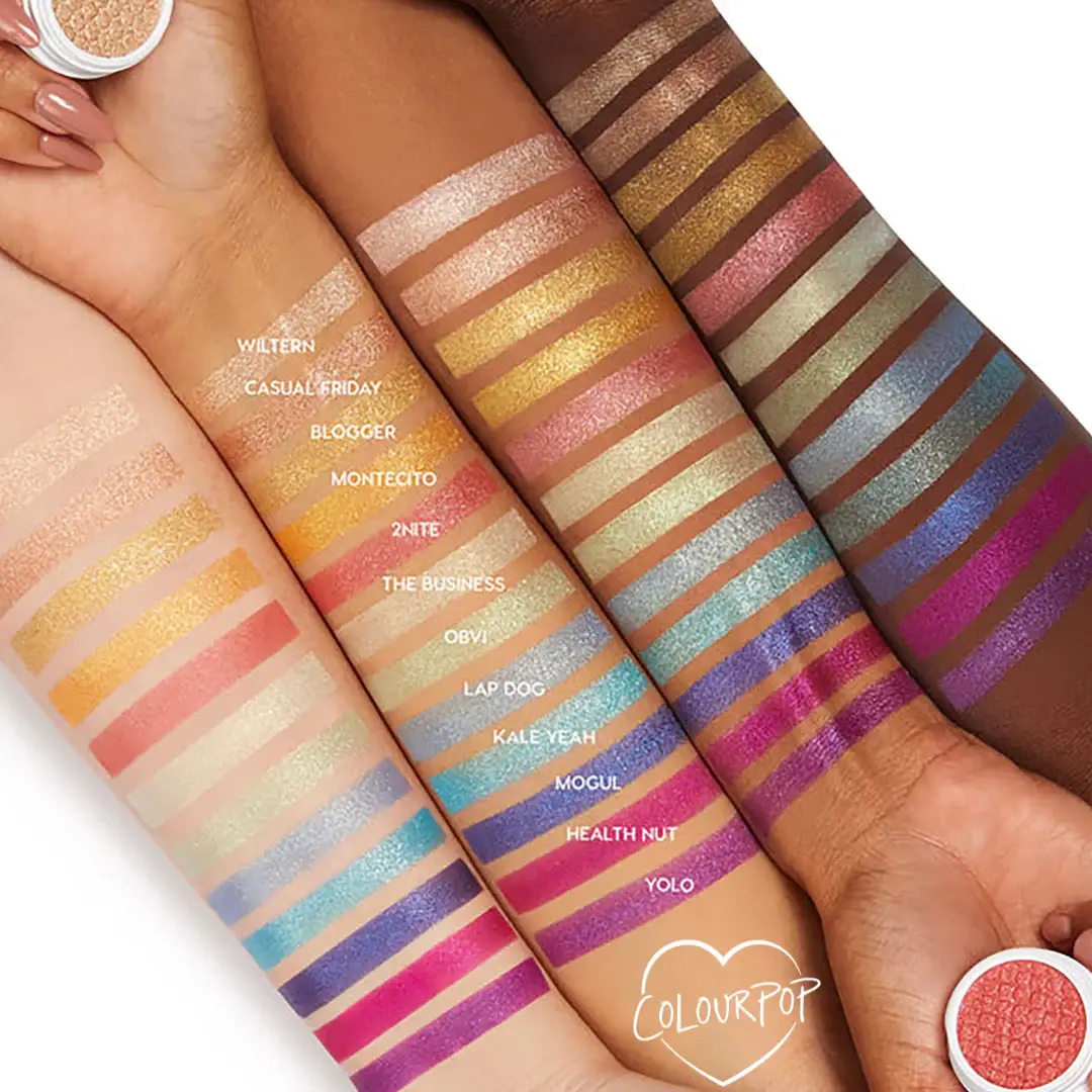 COLOURPOP Super Shock Shadows Swatches Colorful