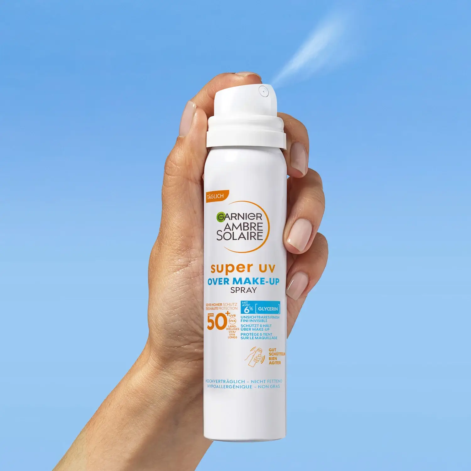 GARNIER AMBRE SOLAIRE Super UV Over Make-up Spray SPF 50 plus Erfahrungen Review