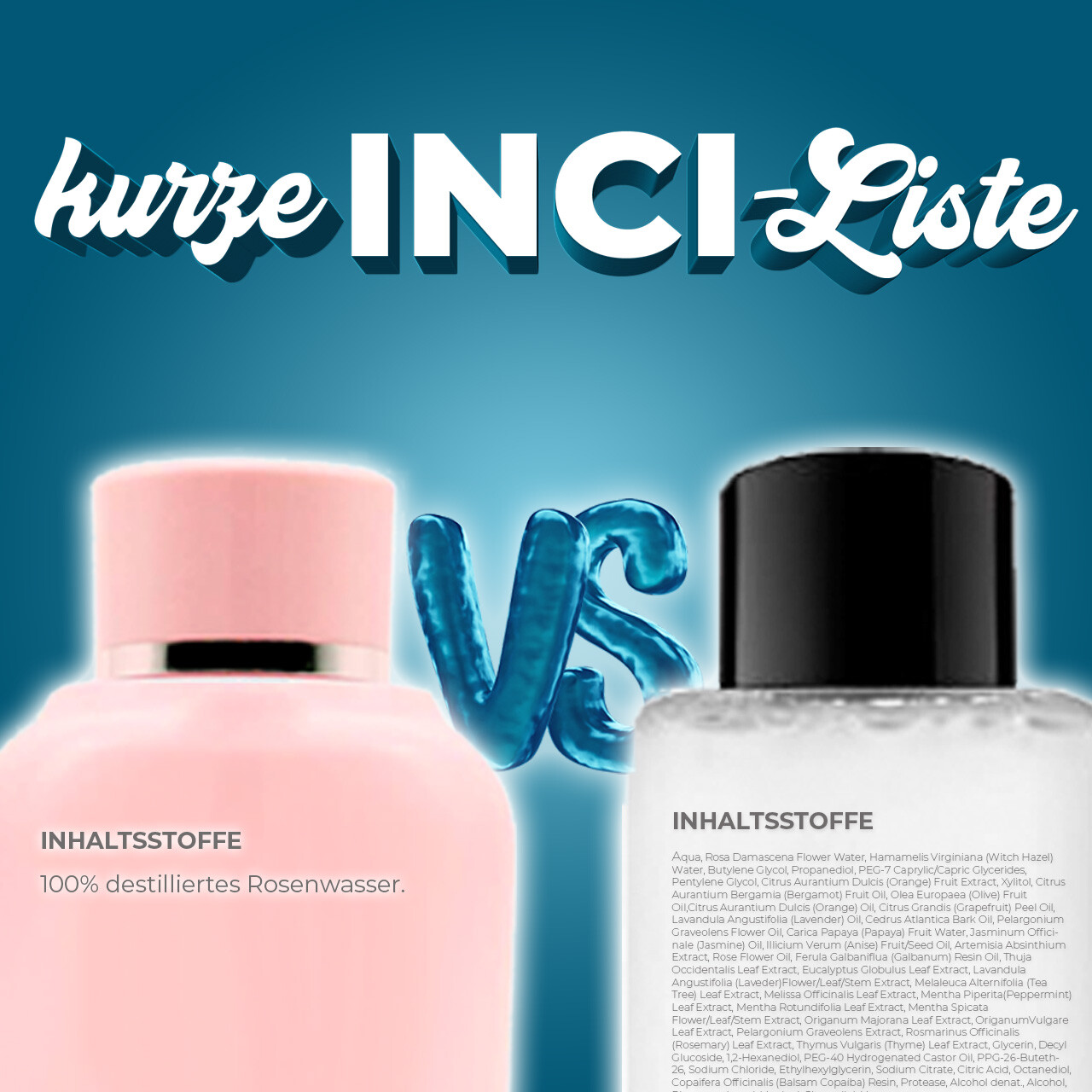 kurze INCI Liste Inhaltsstoffliste wenige Inhaltsstoffe besser Skincare Hautpflege minimalistisch Extrakte Hydrolate The Ordinary Rosence Rosenwasser