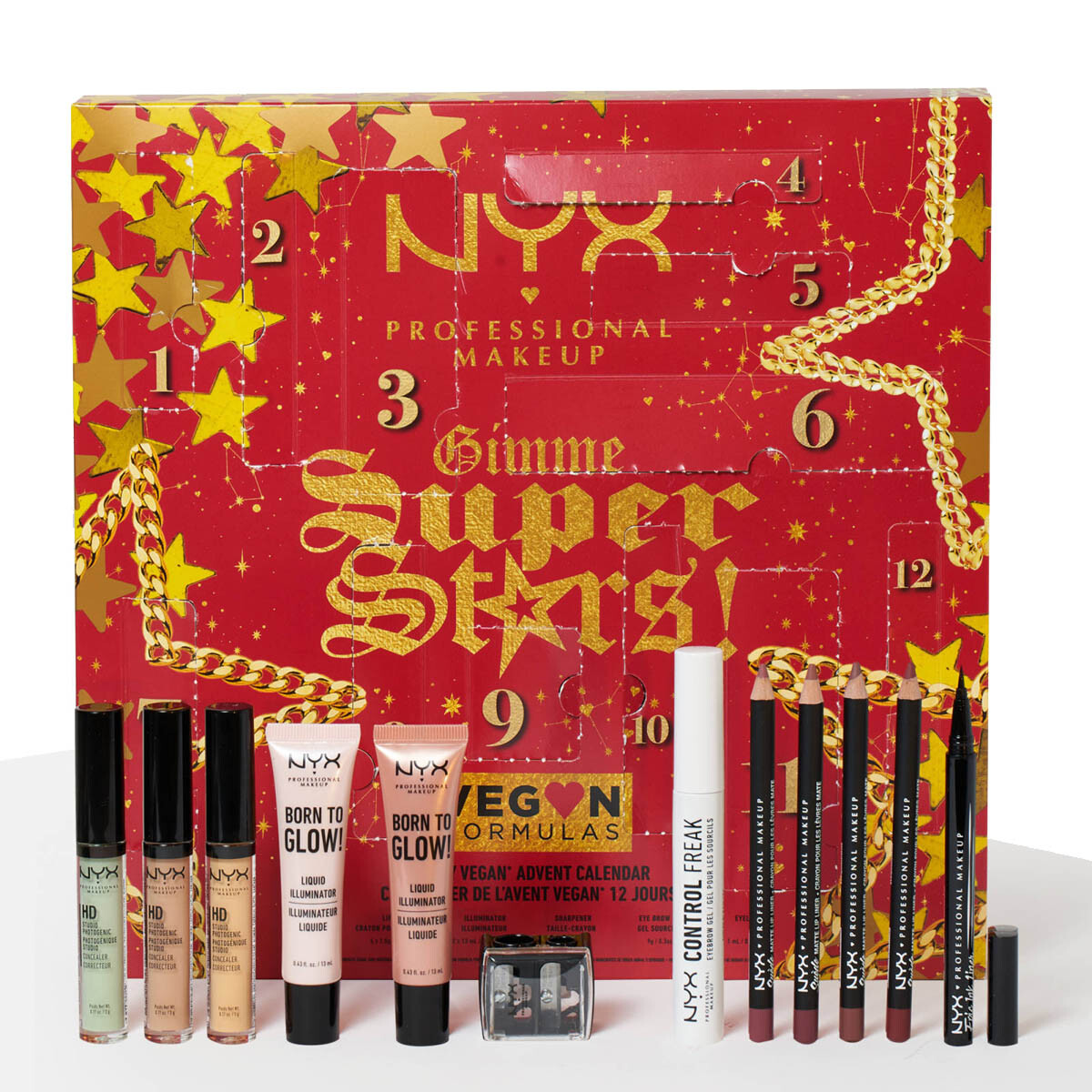 NYX Gimme Super Stars Iconic 12 Days Advent Calendar 2021 Contents