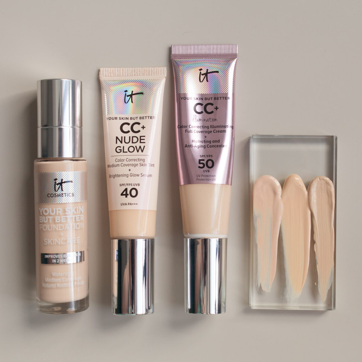 IT COSMETICS Your Skin But Better Foundation vs CC Nude Glow vs CC Illumination