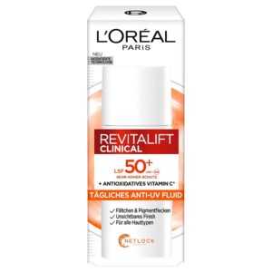 LOREAL Revitalift Clinical Tägliches UV-Fluid SPF 50 plus Sonnencreme Gesicht Erfahrungen Review Test