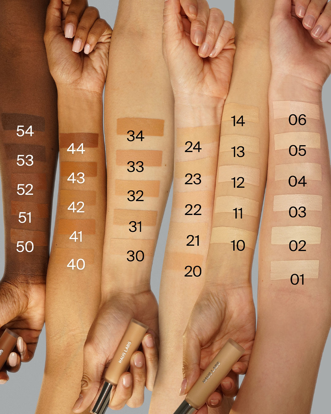 HAUS LABS Triclone Skin Tech Concealer Swatches all Shades on Skin