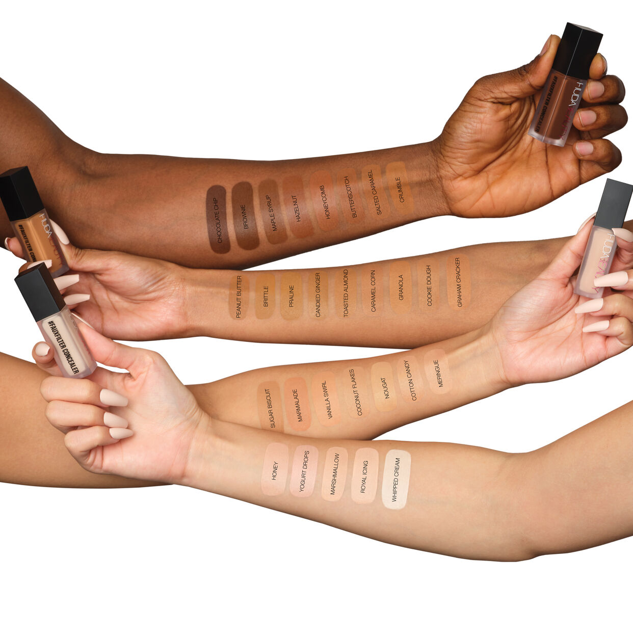 HUDA BEAUTY FauxFilter Luminous Matte Concealer Swatches Shades Colors welche Farbe Teint