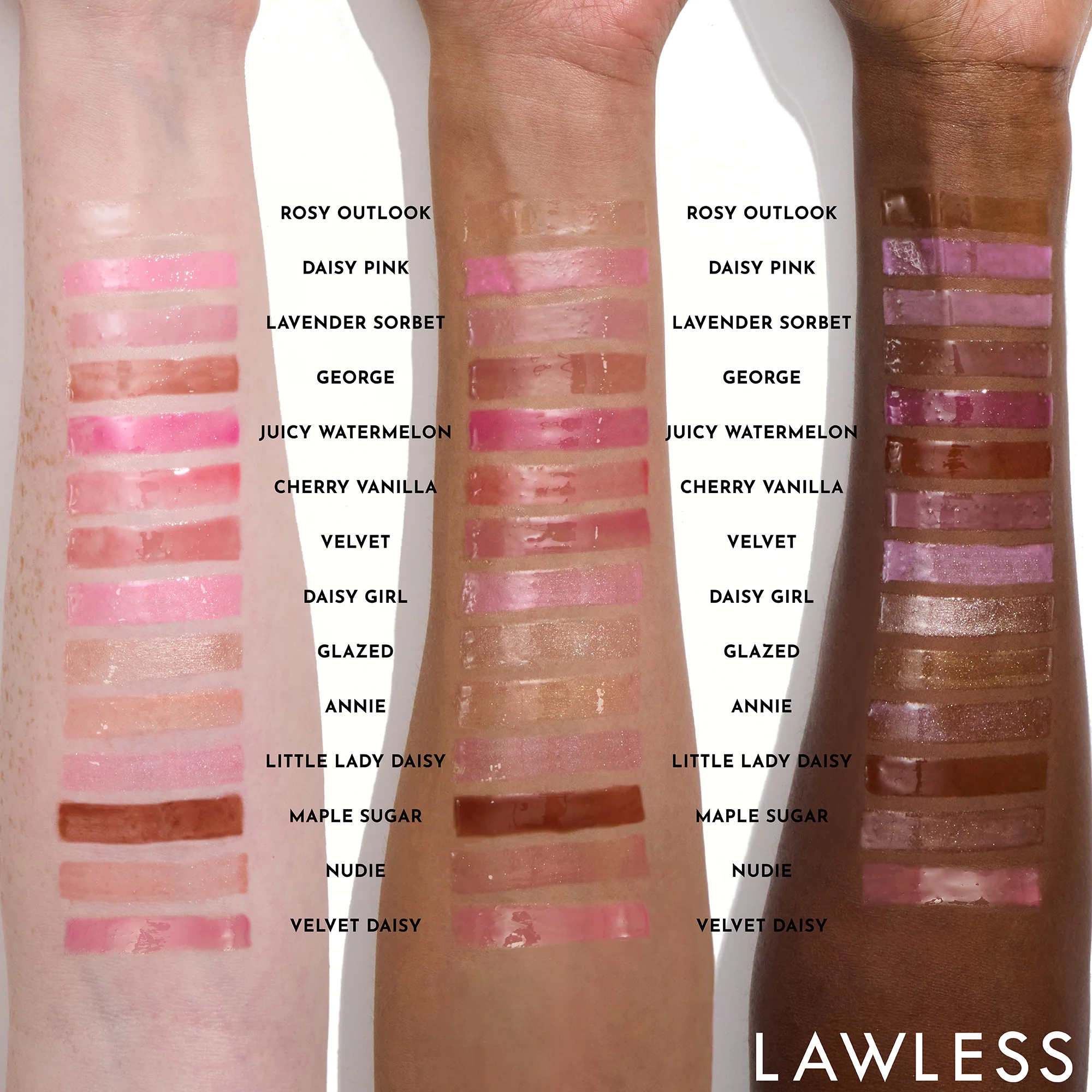 LAWLESS Forget The Filler Lip Plumping Line Smoothing Gloss Swatches Colors Shades