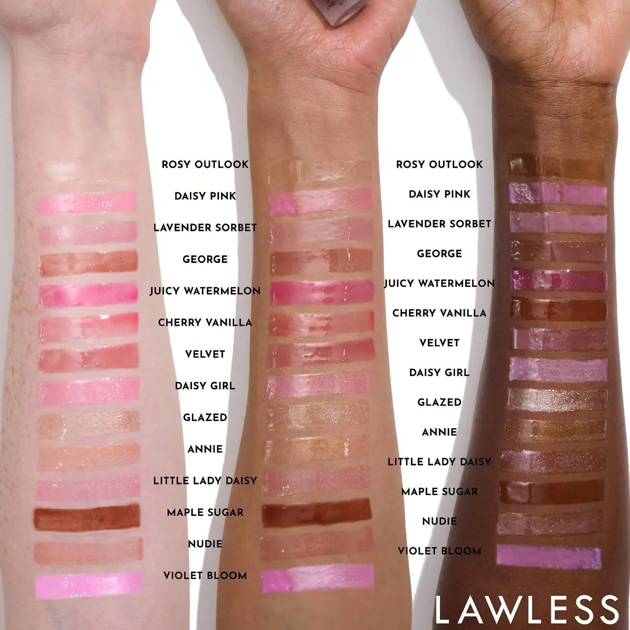 LAWLESS Forget The Filler Lip Plumping Line Smoothing Gloss Swatches