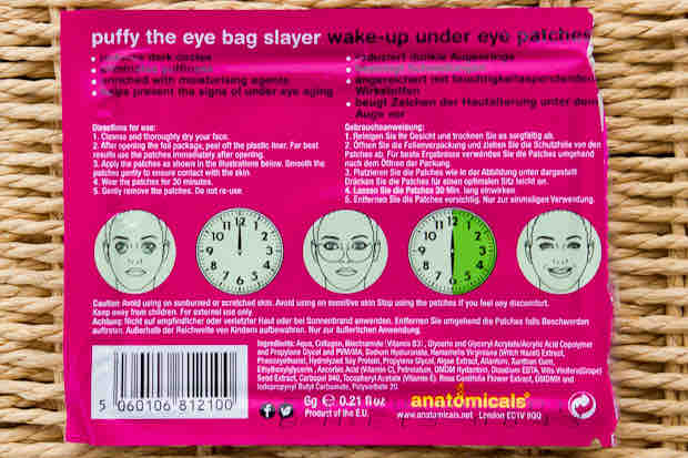 ANATOMICALS Puffy the Eye Bag Slayer Wake-up Under Eye Patches Packaging