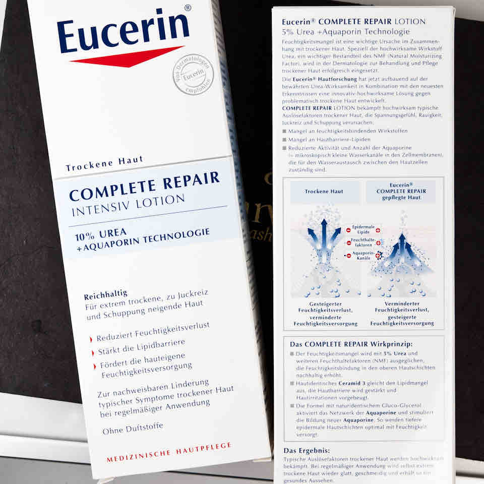 EUCERIN Complete Repair Intensiv Lotion Urea Aquaporin Gewinnspiel PARVENU Kashmir Pashmina-4