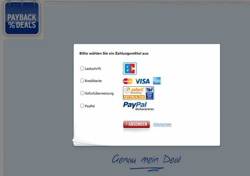 PAYBACK Deals Zahlungsoptionen