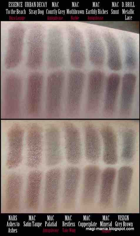 Taupe Grey Brown Eyeshadow Swatches