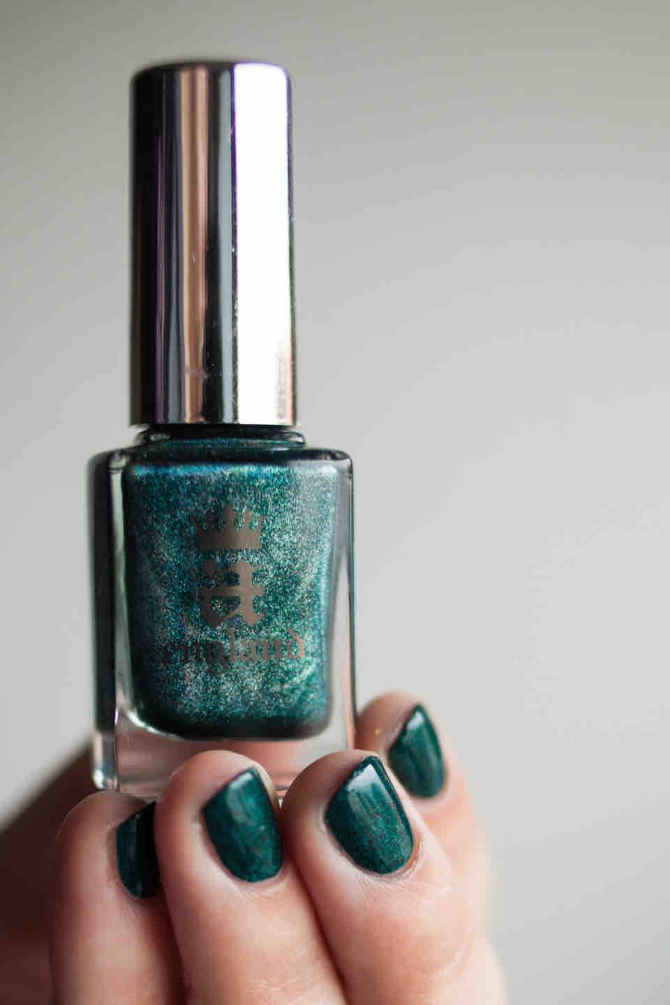 a England Saint George Nail Polish Micro Holo Linear Petrol Teal Swatch (1)