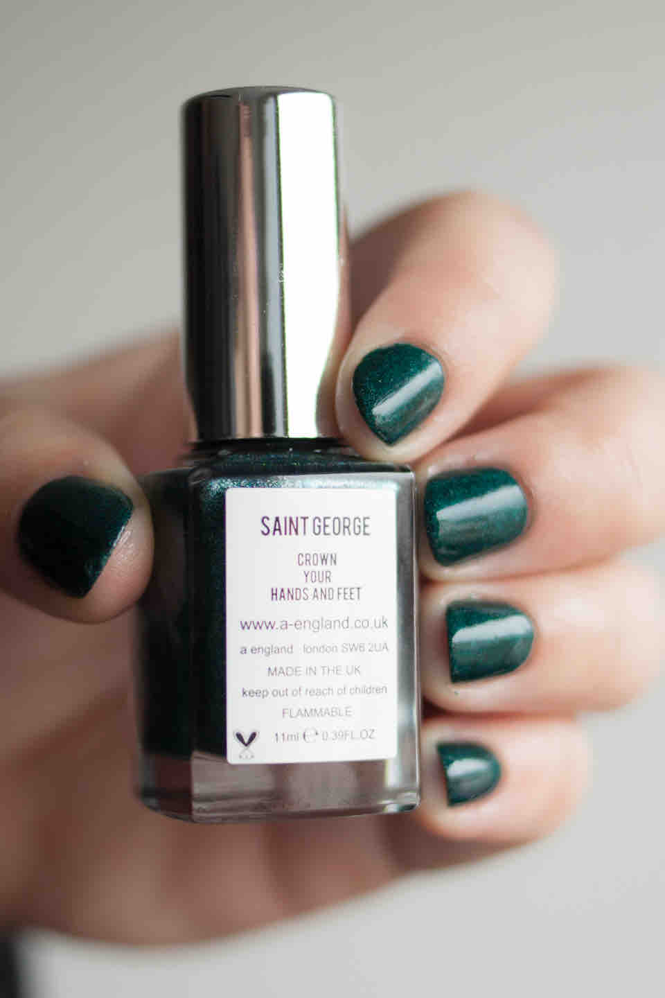 a England Saint George Nail Polish Micro Holo Linear Petrol Teal Swatch (2)