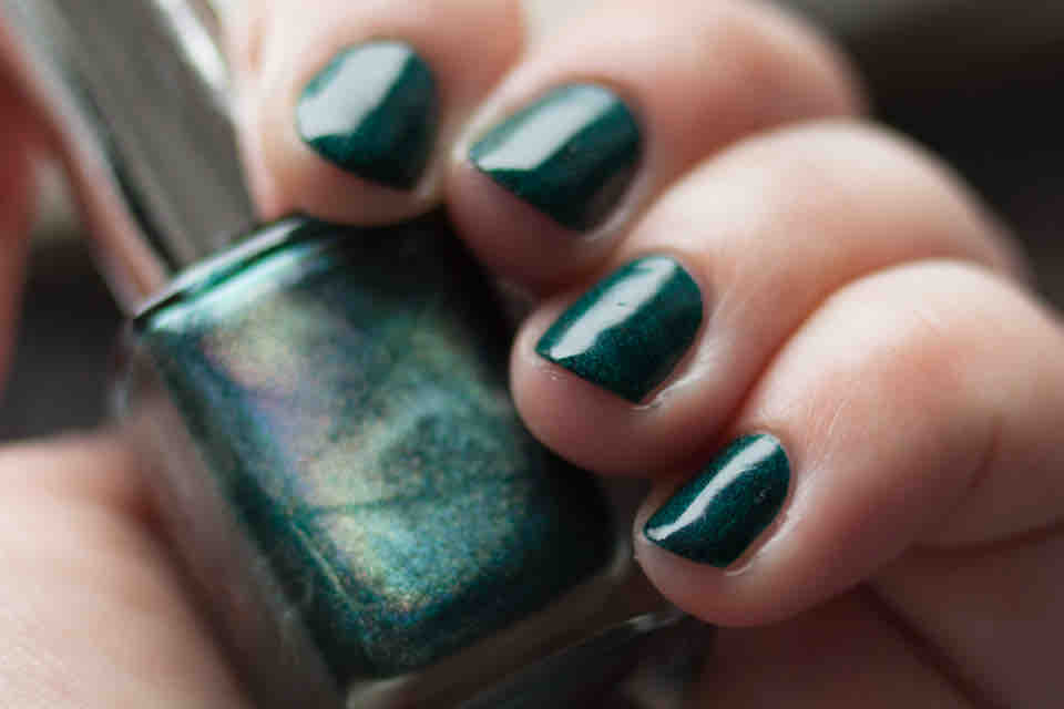 a England Saint George Nail Polish Micro Holo Linear Petrol Teal Swatch-7