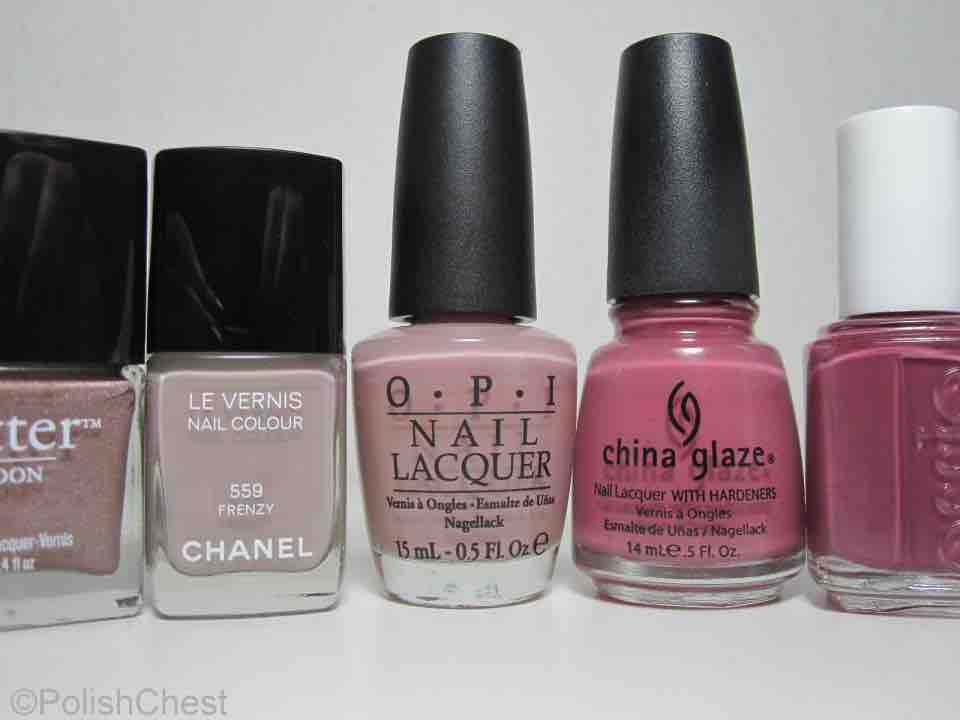 butterLONDON - All Hail the Queen | Chanel - Frenzy | OPI - Tickle My France-y | China Glaze - Fifth Avenue | essie - Angora Cardi