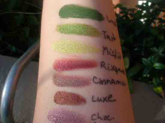 Pure Luxe Mineral Eyeshadow Pigment Swatches