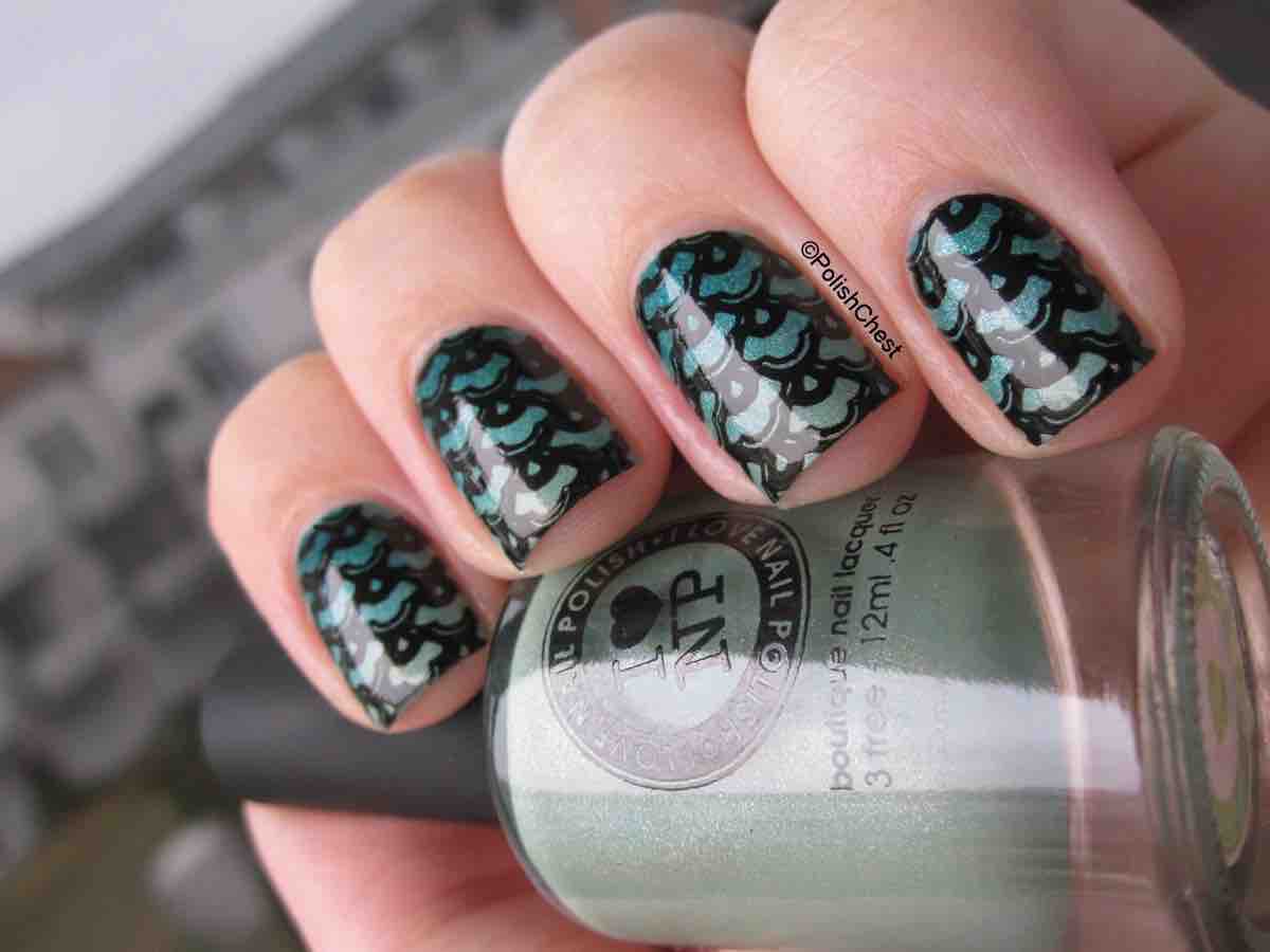 Mermaid Nail Design mit Stamping Schablone
