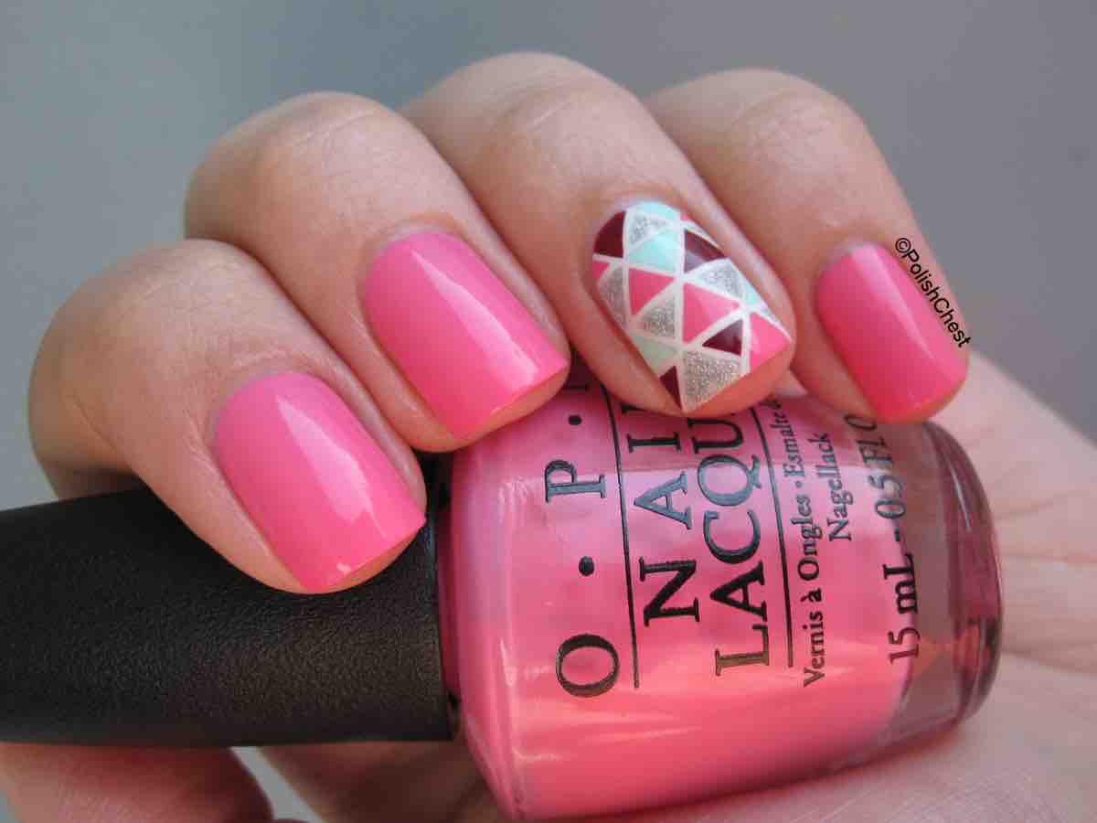 Stiping Nail Design Dreiecke auf Pink – China Glaze At Vase Value