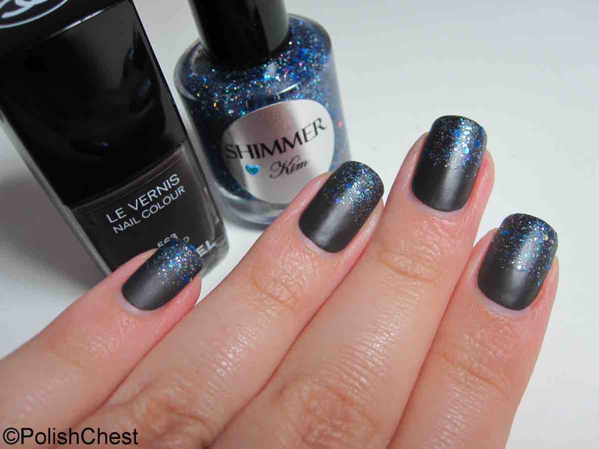 Chanel Vertigo Nail Polish + SHIMMER Polish - Kim Gradient Glitter Nail Design